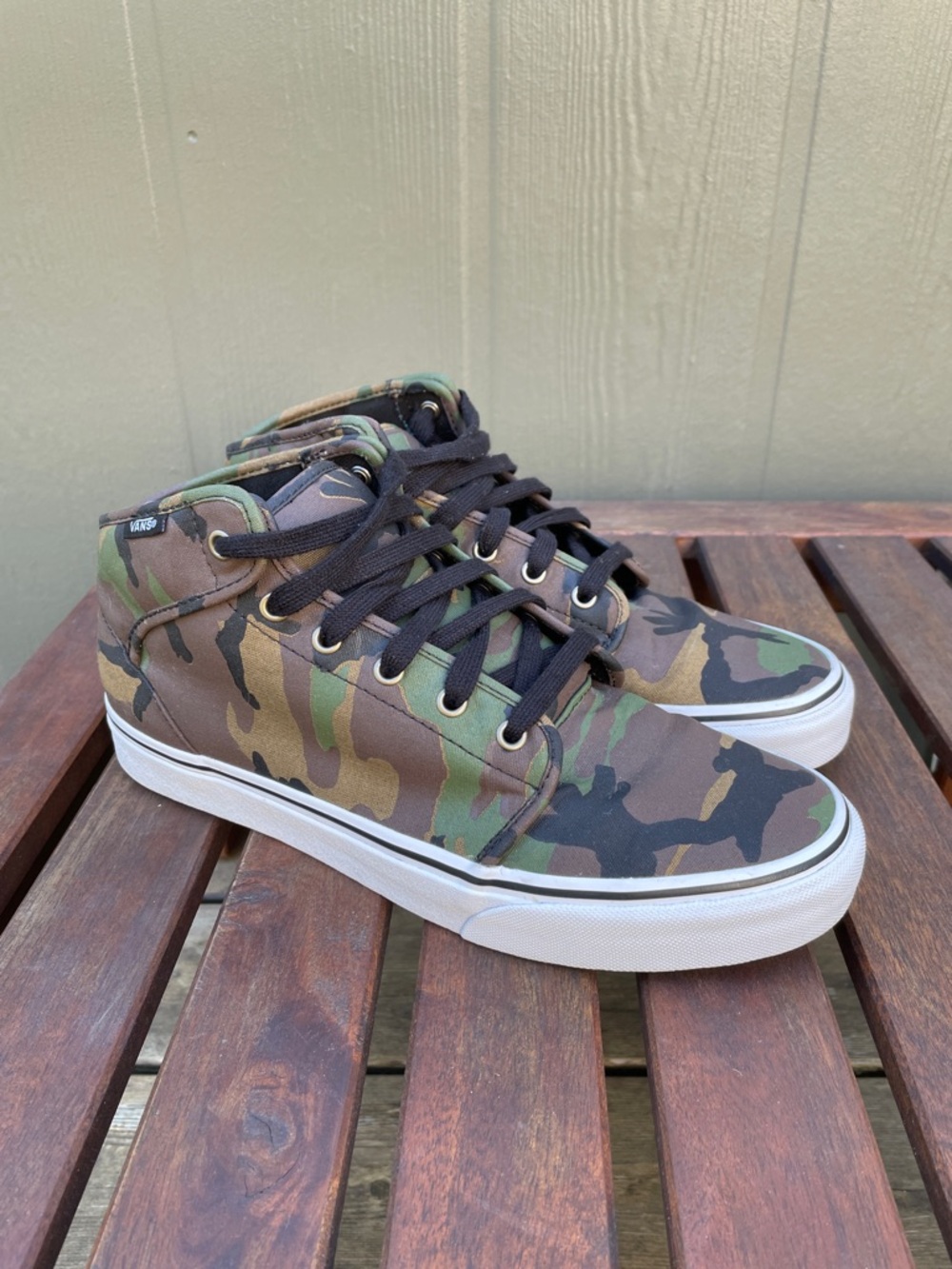 Vans Camouflage High-Top Sneakers - Brown & Green